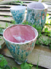 light blue pink pots